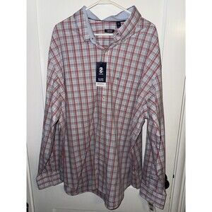 Izod Mens 2XLT All-Over Stretch Comfort+ Performance Plaid Button Down Shirt